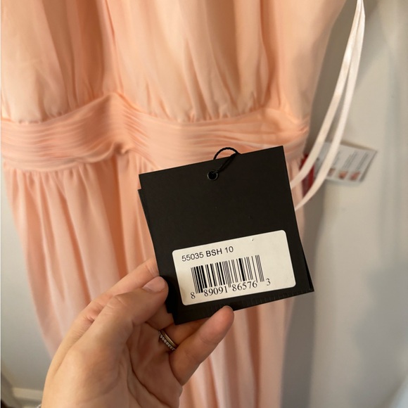 NWT IEENA MAC DUGGAL HIGH NECK CHIFFON GOWN SIZE 10 BLUSH - Picture 3 of 6